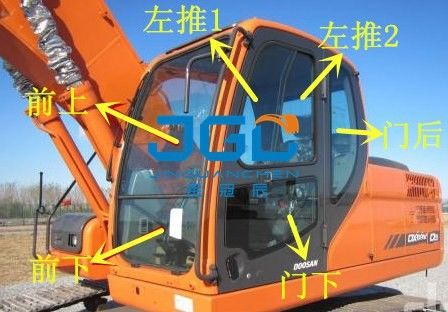 DX150-9C 150LC Bagger Front Rear Door Skylight Upper und untere Windschutzscheibe lamellierten Glas