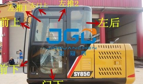 SY85C 70 95C Bagger Vorderausrüstung Hinterfenster und obere und untere Windschutzscheibe